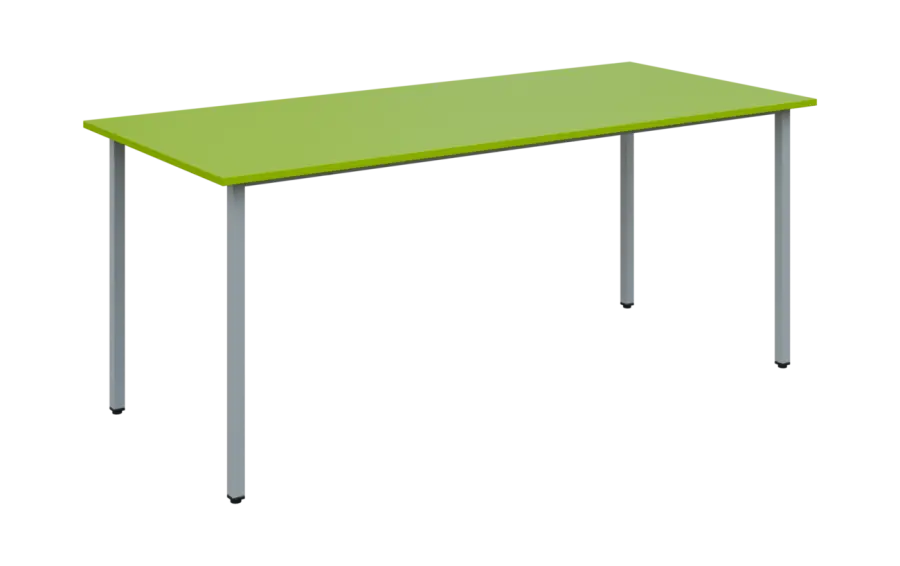 JSB 180N Jídelní stůl 1800 x 800 mm, deska jarní zeleň / podnož stříbrná